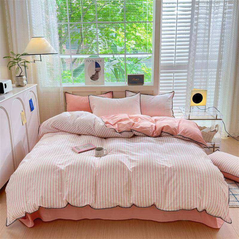 2024新款A类全棉纯棉色织水洗棉贝壳边绣三角针工艺四件套,农机/农具/农膜,其它农用工具,淘宝优惠券,粉丝福利购,淘宝优惠卷