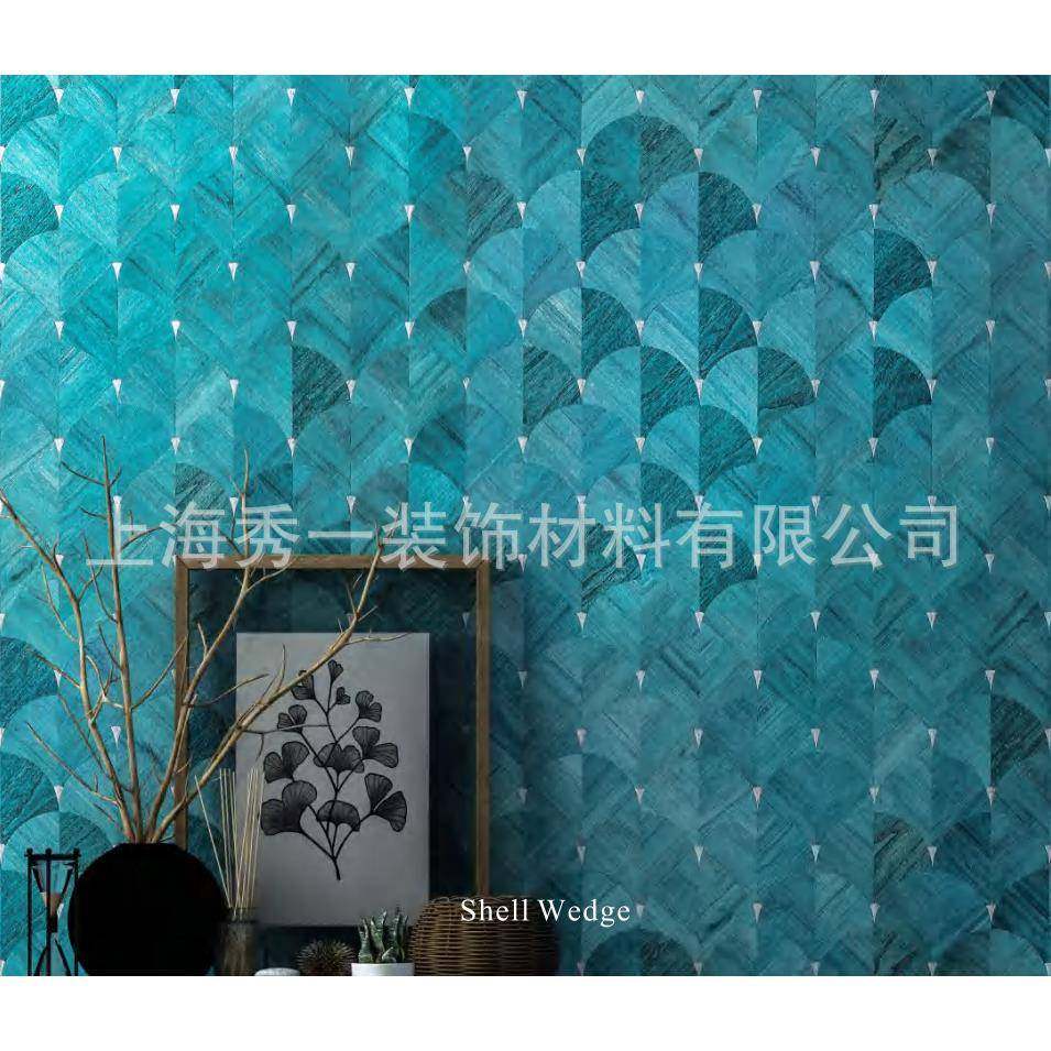 手工扇形木皮壁纸木纹贝壳镶嵌拼花个性高端全屋打造INNOVATE依诺