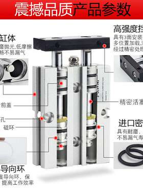 邦特尔小型双杆双轴气缸大推力TN25/TDA32*10-15X20X30X40X50X75X