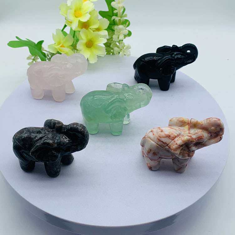 厂家直供天然水晶象雕刻工艺品摆件桌面雕刻水晶装饰品现货