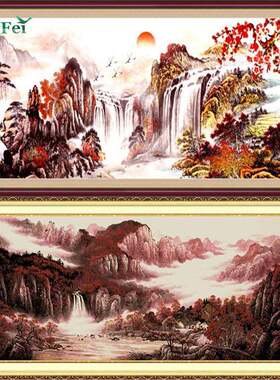 青飞新运当头十字绣2米聚宝盆大幅客厅聚宝盆山水风景画系列
