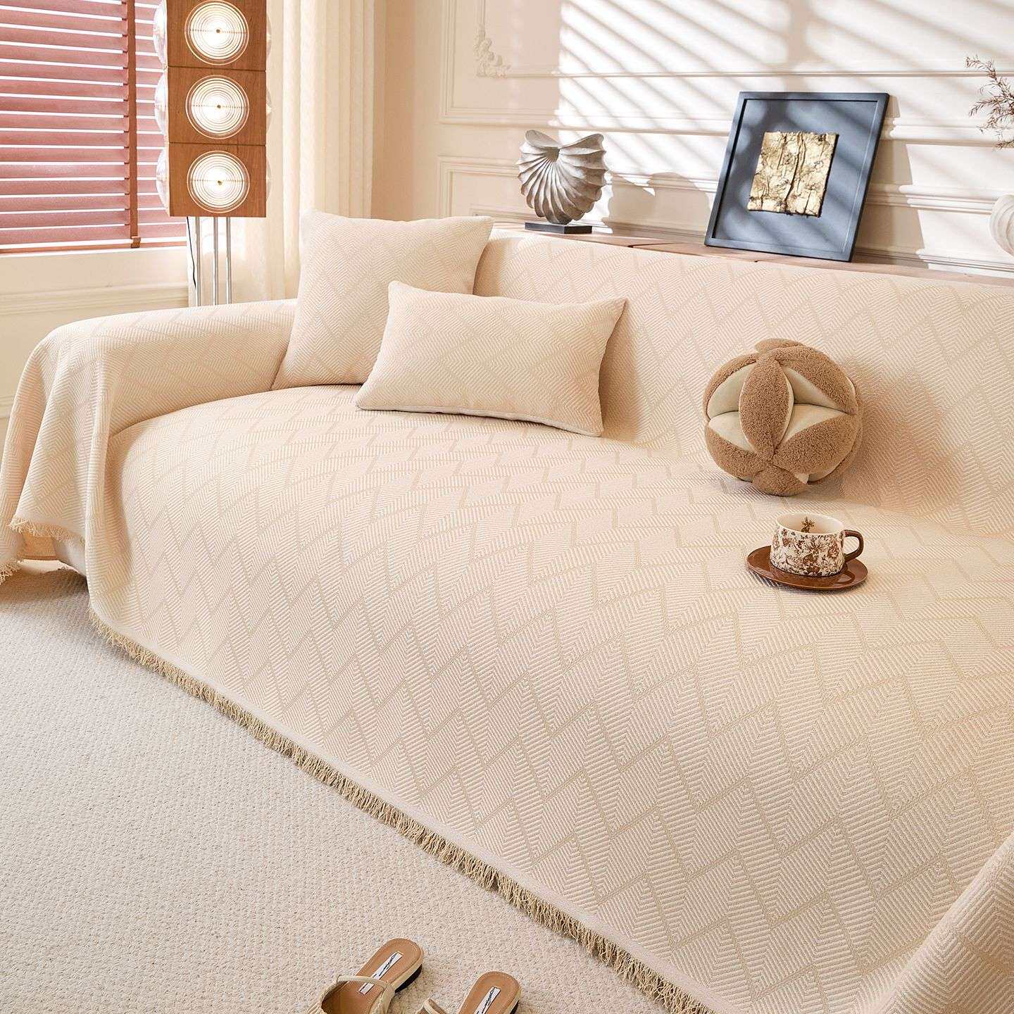 简约风棉麻肌理沙发巾2026新款四季通用一片式沙发盖布防猫抓