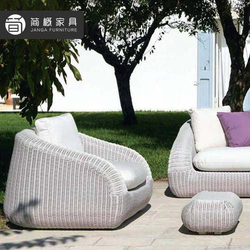 户外别墅庭院沙发家具酒店民宿度假村花园藤编沙发单人位沙发茶几