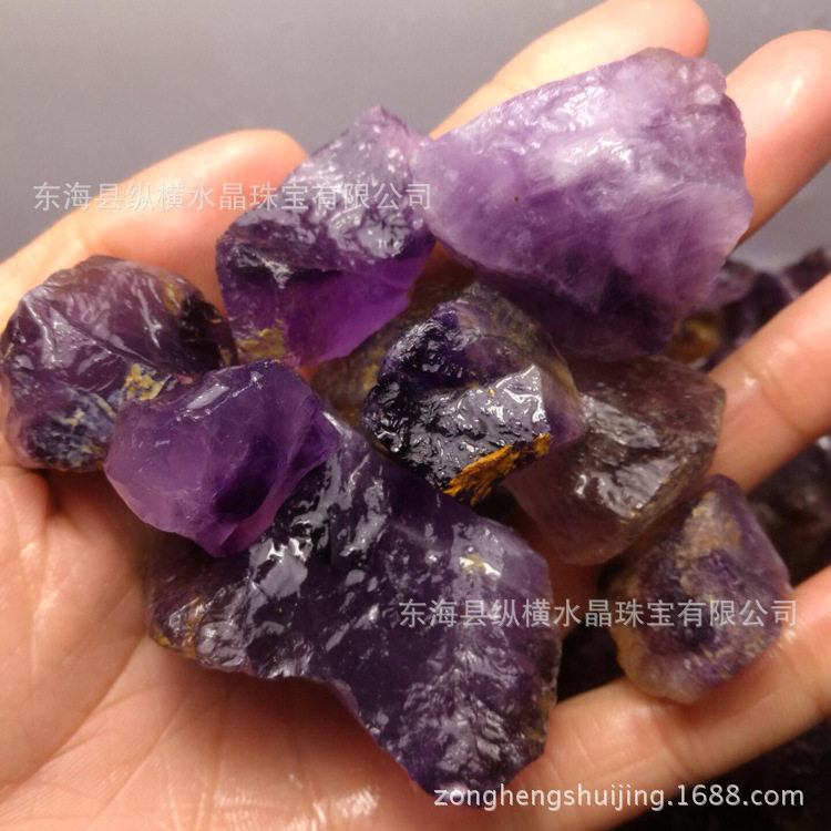 厂家批发紫水晶原石批发紫晶原矿挂件料矿标每一千克