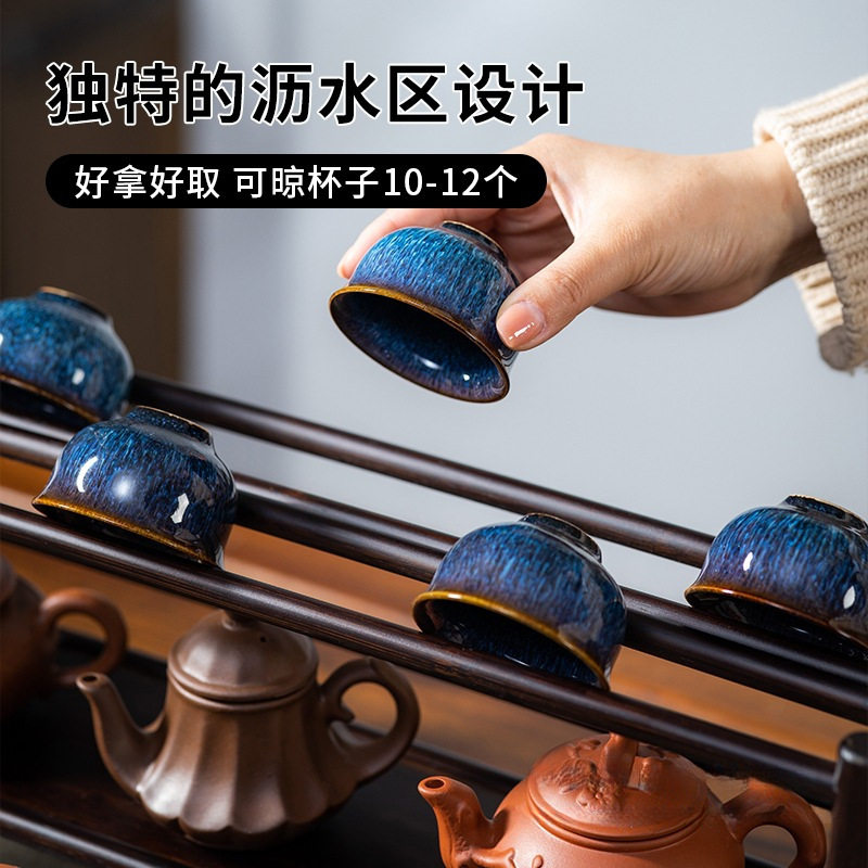 桌面茶壶架办公室小博古架茶杯架子茶具置物架茶室茶桌收纳架中式