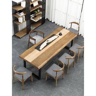 日式原木大板茶座实木泡茶桌小茶台茶室桌子家用阳台喝茶桌椅组合