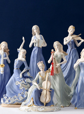 欧式陶瓷音乐西洋女人物艺术品创意客厅酒柜卧室装饰品家居摆件