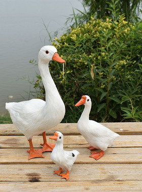 仿真鹅拍摄道具庭农场园林羽毛动物摆件橱窗饰品纯手工工艺品白鹅