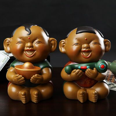 招财童子送财娃娃摆件家居装饰店铺开业礼品新居客厅玄关酒柜摆设