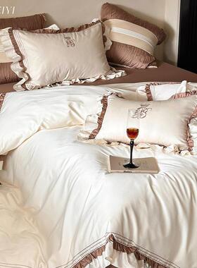 件简约100S长绒棉四套全纯棉棉刺绣韩款式花边被套新YC96700高档