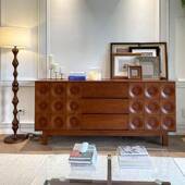 法式 复古实木餐边柜白蜡木靠墙储物柜茶水柜置物柜中古风边柜