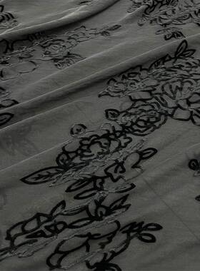 吉丝第华WPZ都烧花花绒布时装抱绒枕镂空丝绒面料真压烂花金丝绒