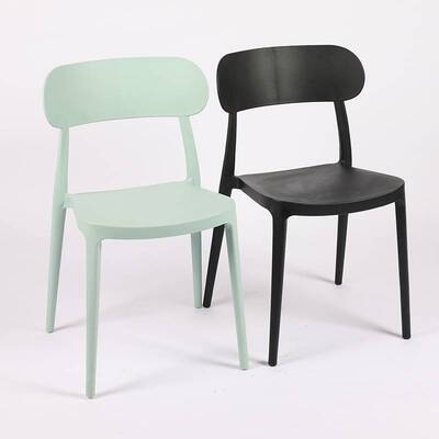 三唐塑料餐椅一体成型彩色可叠放现代简约餐椅饭店餐厅带靠背椅子