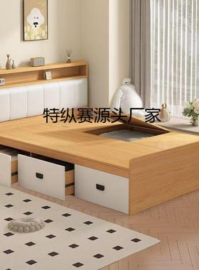 实木榻榻米双人床现PHN代简约高箱储物收软床纳单人用小户型包床