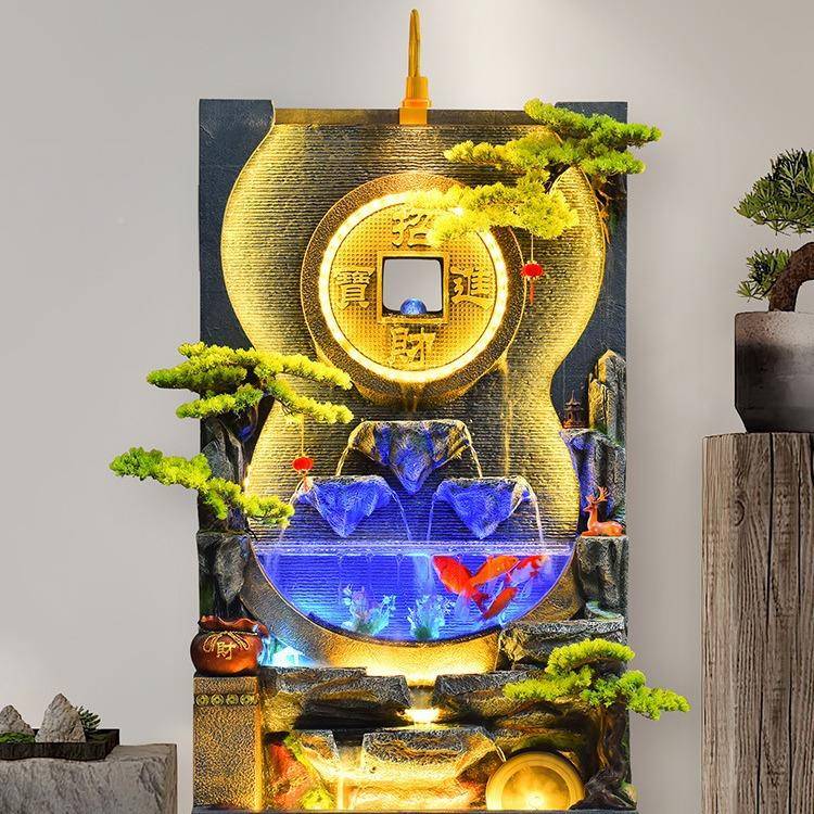 水幕墙假山流喷泉屏风落地摆件院鱼庭池装饰MYS造景观客厅阳台招