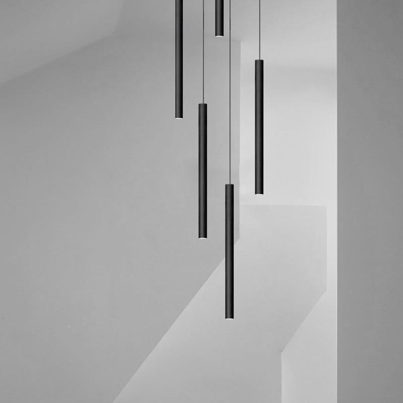 吊灯旋转圆柱超长挑筒楼梯吊l灯长空楼t梯间of复式极别墅790简客