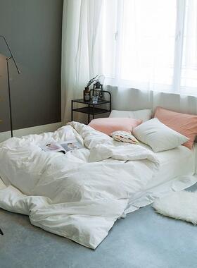 A类约棉四件套民宿灰色纯棉水洗棉件简59737650被套床单宿舍三全