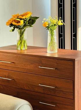 中尾古五斗柜IKS古餐柜简约现代沙发复边柜实木移边动储物柜卧室