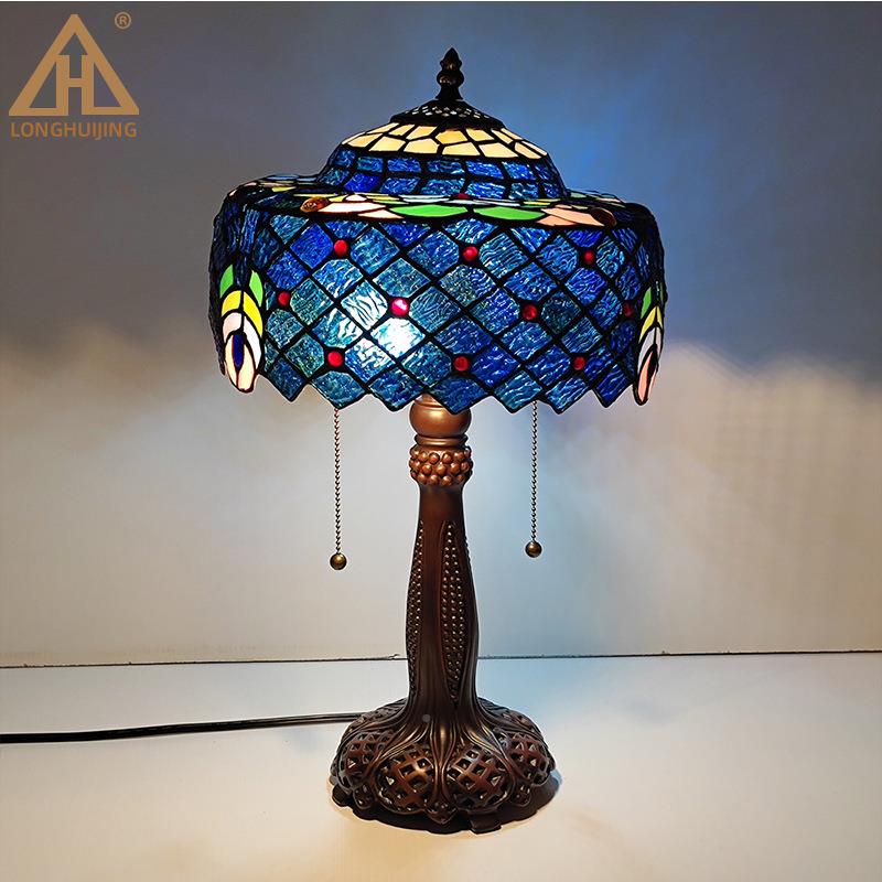 境彩色璃台灯床跨头酒书房酒吧酒店别墅店欧式复古玻LHJ-TD12创意