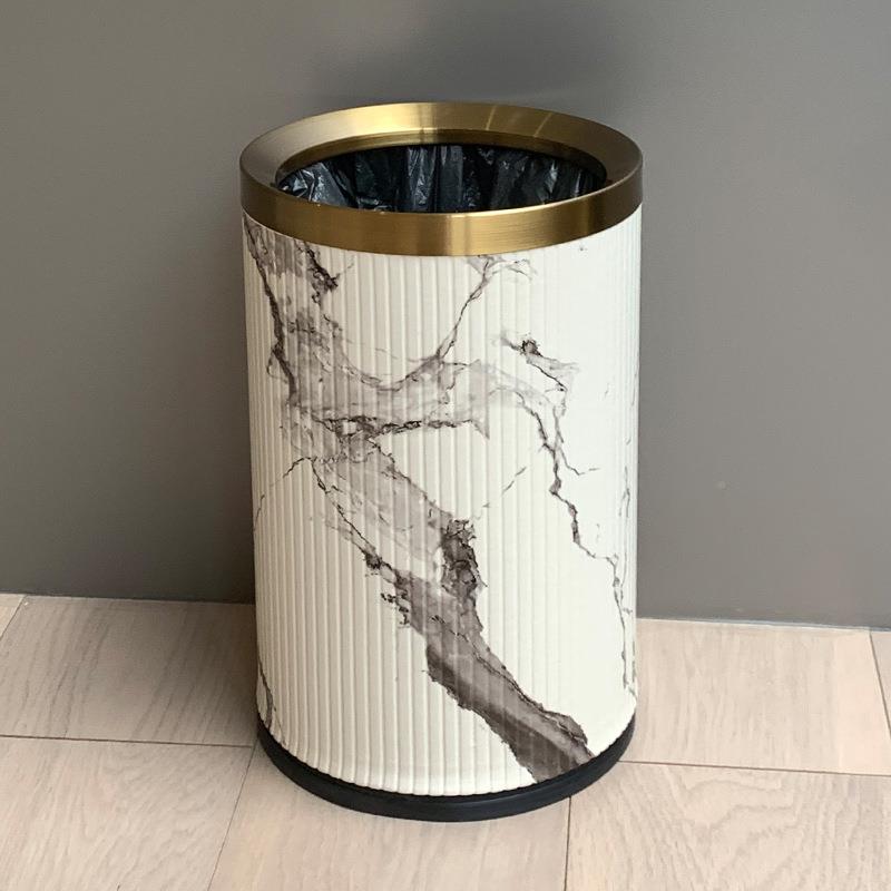 国高AJ档垃圾桶家厅客卧室书用房无盖个性创意水墨皮革办风公室车