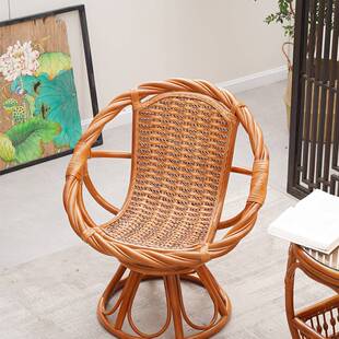 天然真藤椅三件套阳台休闲桌茶几组合家用单人靠背腾编转椅阳光房