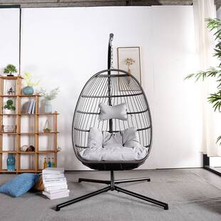 花园阳台露台户外家具藤制折叠拆装秋千椅休闲单人跨境吊篮摇椅