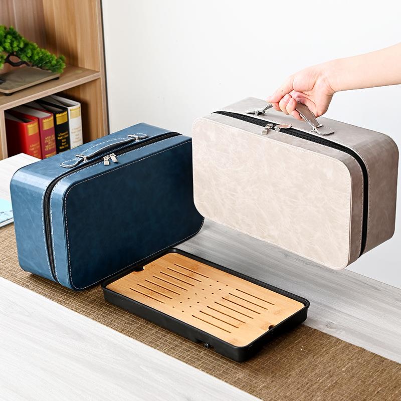 侧把壶旅行茶具装1KJX6690户头黑提梁壶套带茶盘旅游便携式外陶陶