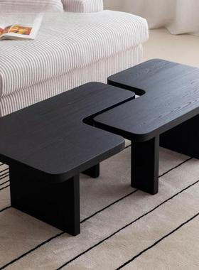 几实木不规则形黑色设计师简约茶客FDA厅异家用小户型意民创宿茶