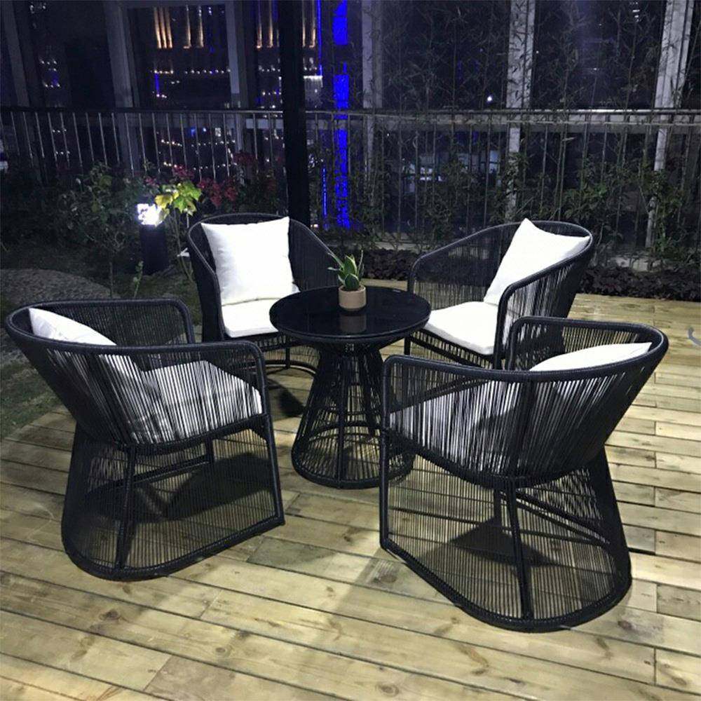 户外桌庭院露咨询客服天晒伞防水防带藤编家具组合阳台休闲藤椅三