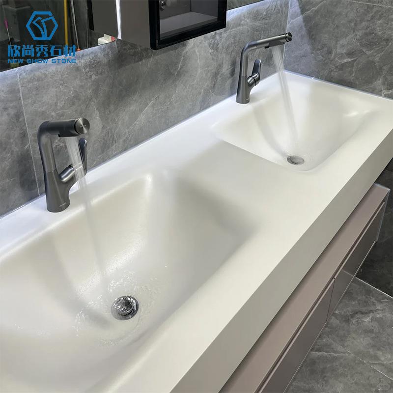 025轻奢款热弯盆双盆浴室岩新ODL板热弯一体2盆洗手池台面缝盆