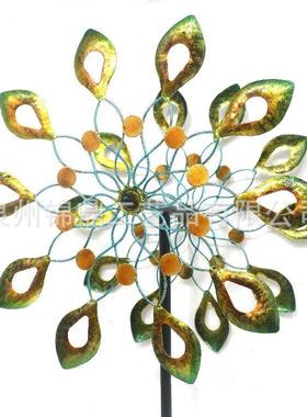 跨境RC92104铁金属风车园艺庭院户外风花插件旋转艺风园车金属工