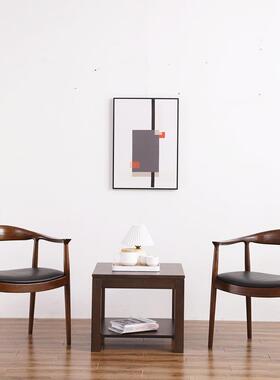 家用胡桃17534木色双层茶几物休闲正形矮桌储方客厅出租房全实茶