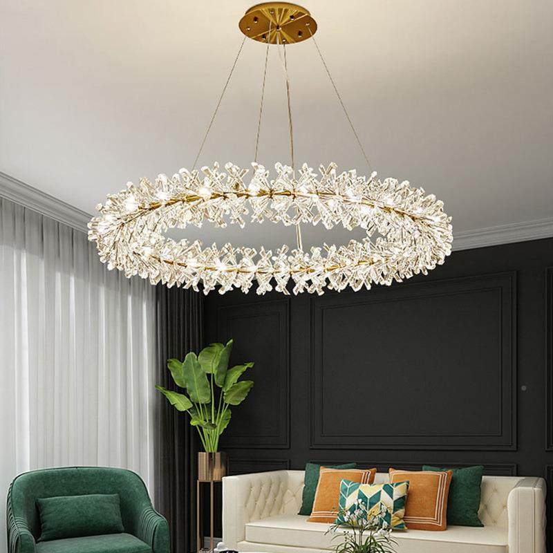 轻吊奢水晶雪花灯厅现代创意温花环卧室灯法馨式浪漫353萤火虫餐,家装灯饰光源,智能吊灯,淘宝优惠券,粉丝福利购,淘宝优惠卷