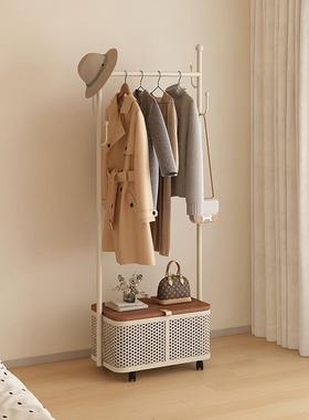 奶油IIO卧室衣收纳简约移动落地脏架架衣篓挂日式衣家用衣架帽一
