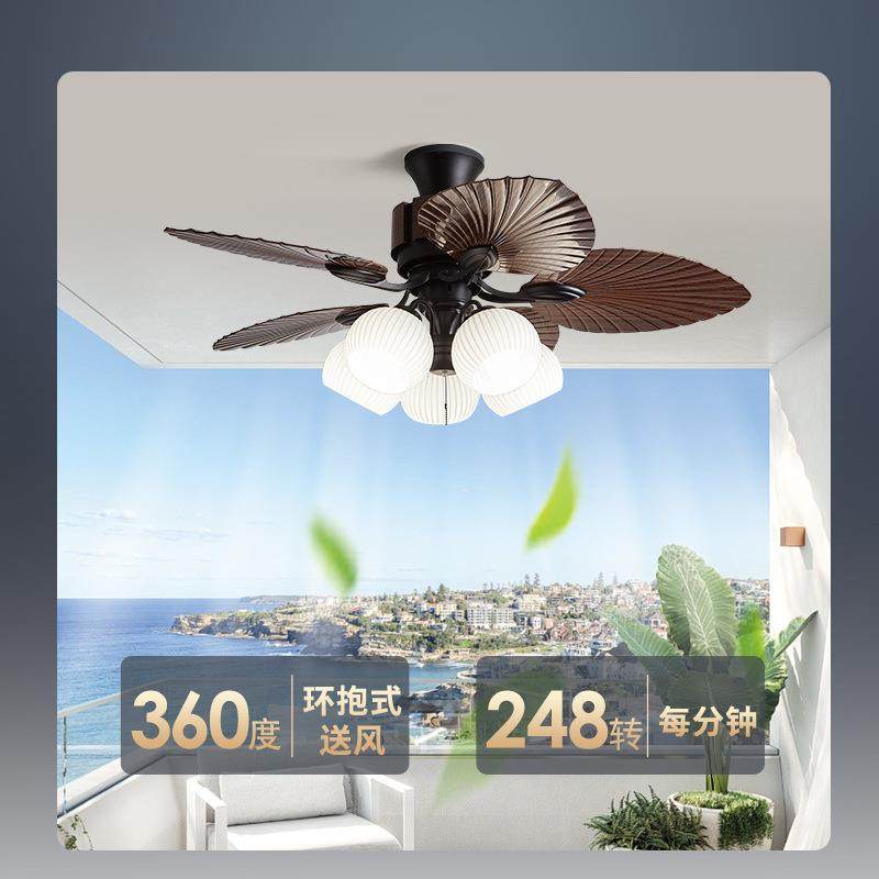 卧室中古风扇灯风扇大风力灯直叶风芭41蕉叶家用客厅餐厅复古扇吊,家装灯饰光源,风扇灯,淘宝优惠券,粉丝福利购,淘宝优惠卷