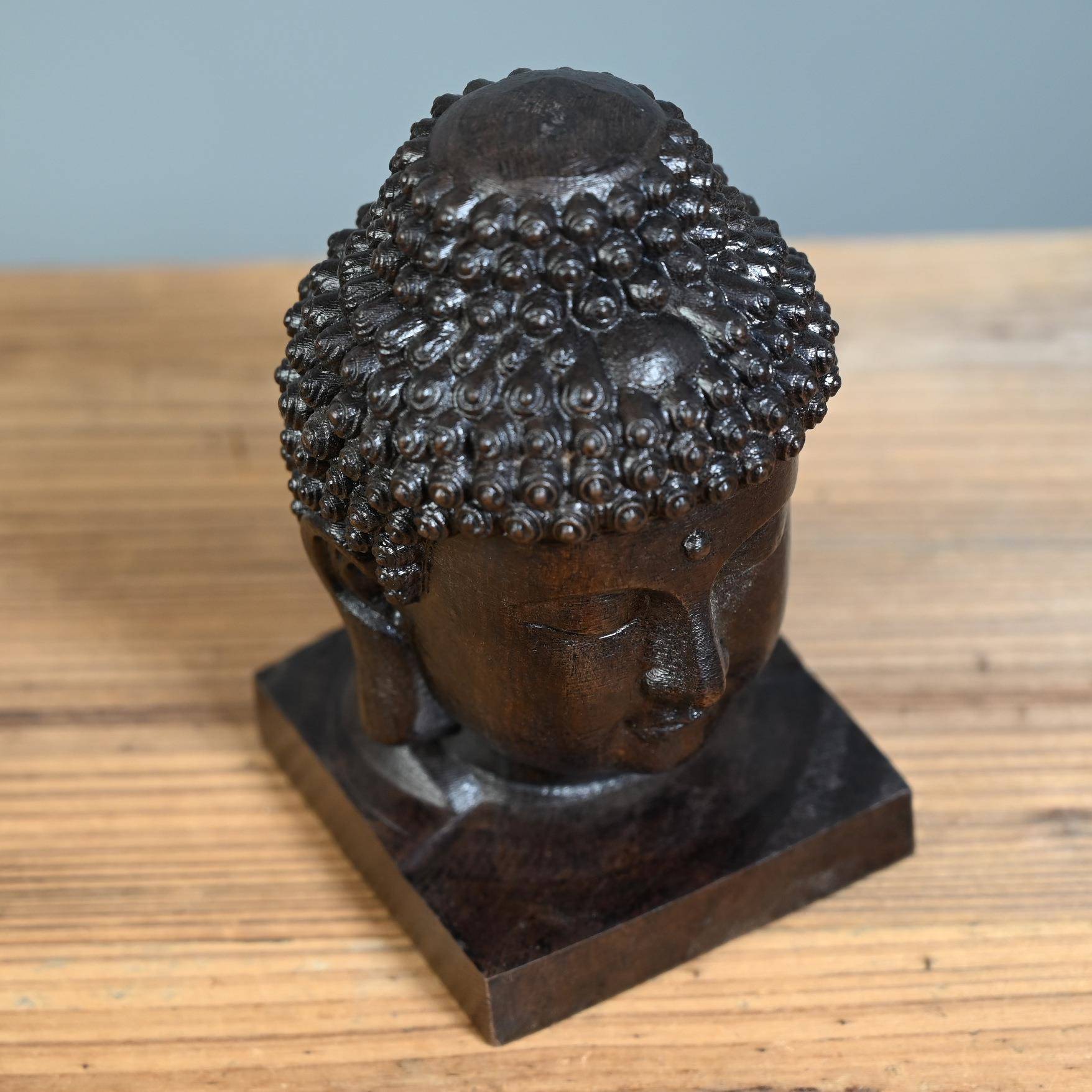 越南沉ZQ03香佛木如来头木工艺品摆件雕迦摩尼头像家释居办公摆饰