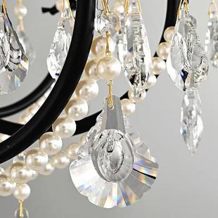 法式别墅复式楼梯吊灯轻650奢古水晶挑蜡烛灯中古复空厅卧室客餐