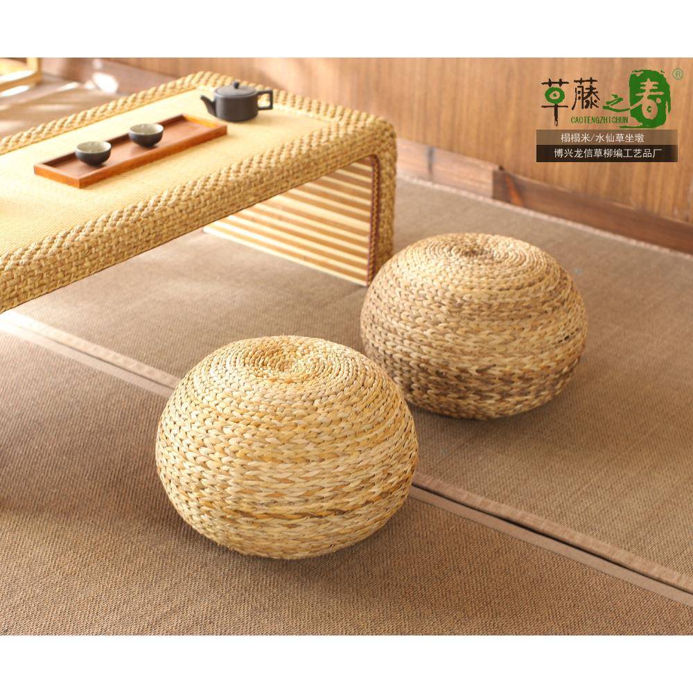 草编藤蕉编芭编金属结构叶圆鼓凳榻坐圆球形墩榻米坐凳