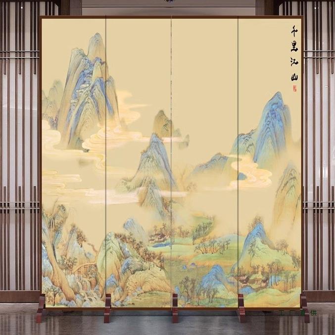 新中式屏风隔挡断客简易可折叠移厅动客入户正对门厅玄985关遮隔