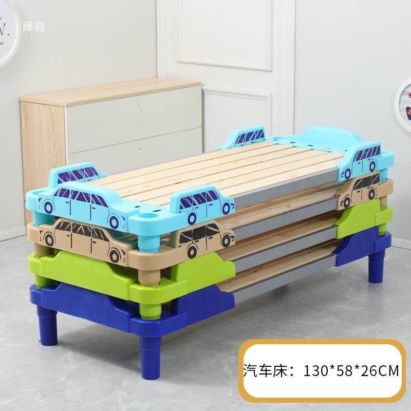 幼儿育园早教叠床叠托床午休托管11班午床单人儿童塑料木板睡床