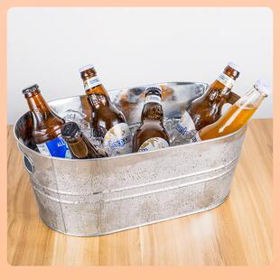 ?冰桶铁皮桶镀锌皮冰块桶大号15L冰粒做桶吐酒v桶k铁t椭F7679568