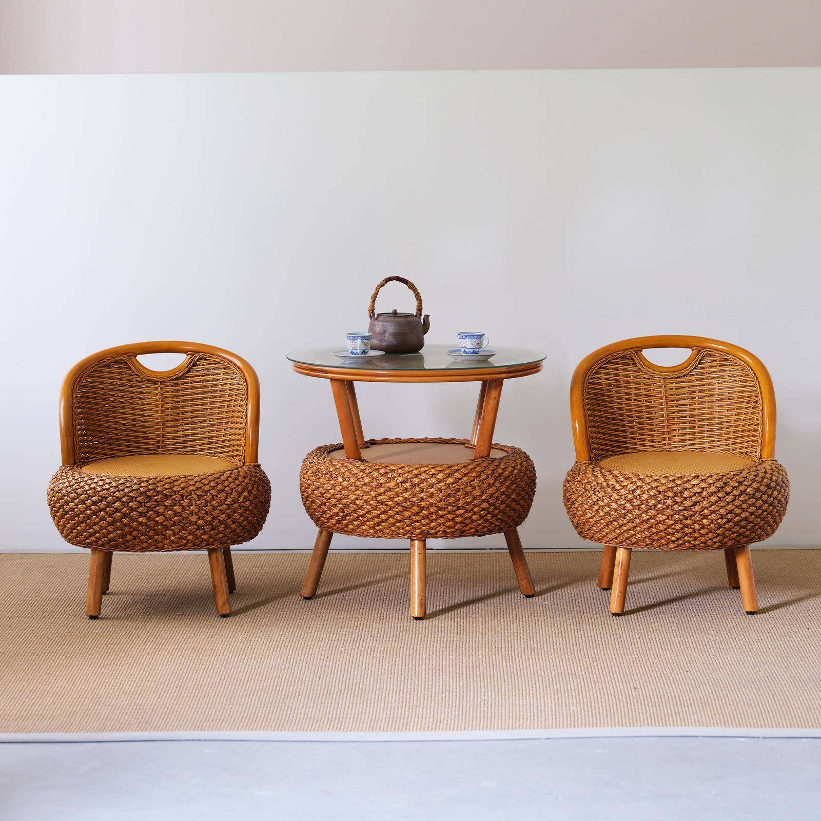 LDCZ-2椅阳三小矮藤椅件套简约藤条编织靠背茶几圆形藤台编老人休,商业/办公家具,商用藤编家具,淘宝优惠券,粉丝福利购,淘宝优惠卷