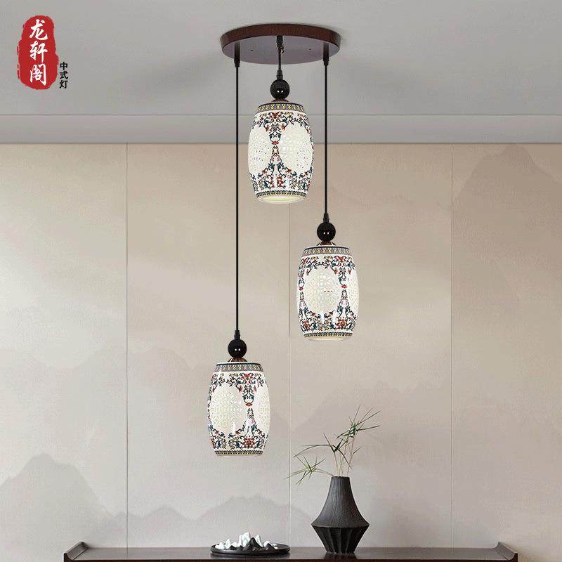新中式吊代灯实木客厅灯墅国复式餐厅别酒店现陶瓷80433吊灯具仿,家装灯饰光源,智能吊灯,淘宝优惠券,粉丝福利购,淘宝优惠卷