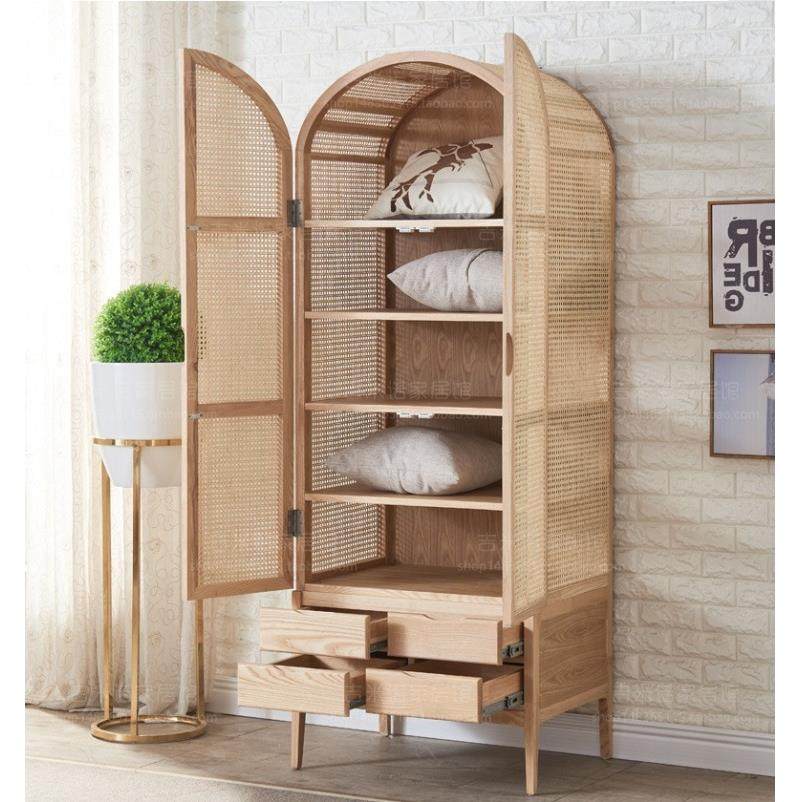 美式实木柜小型卧室藤编收纳CQQ柜简约现代古民宿衣衣橱法式复户,标准件/零部件/工业耗材,车间地垫,淘宝优惠券,粉丝福利购,淘宝优惠卷