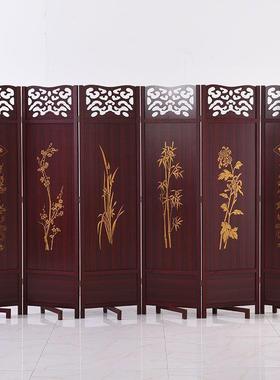#式仿古实木屏风移折叠可动酒店茶中楼隔断Q21888厅创意玄关客双