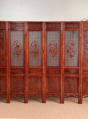 中式实木屏风香樟PF01酒店客木仿古木雕雕厅花移动进门玄折屏隔断