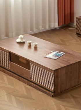 黑现胡桃户木茶几纯实木樱桃木木原茶几小型客厅家用简约代茶9657