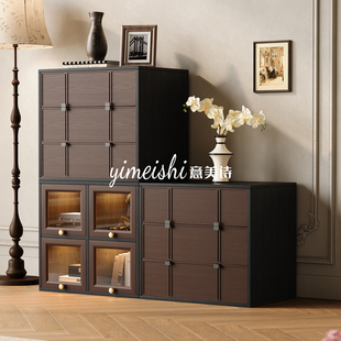 意美诗法式复古纯实木组合柜中古风收纳柜斗柜小户客厅落地储物柜