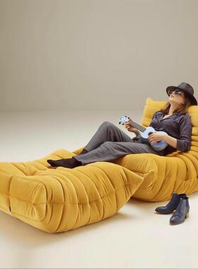 北欧毛毛虫全海绵懒人沙发现代极简沙皮狗客厅黄色意式休闲沙发