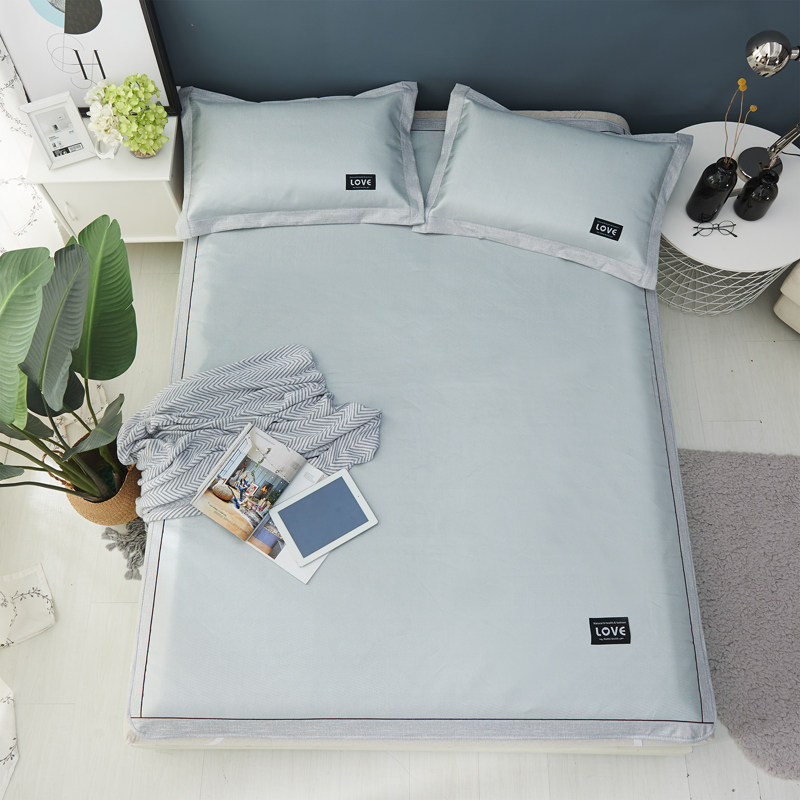 冰丝凉席1.8m床夏季纯色三件套可水洗折叠席双人定制1.5米2软席子